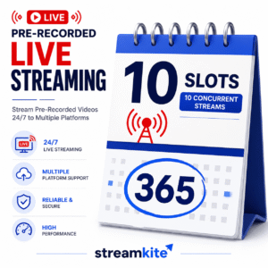 10-slots-365-days 10 Concurrent Streams (Annual) – 24/7 Video Streaming Service